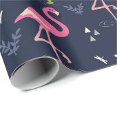 Flamingo Wrapping Paper - rosa Flamingos auf Marin Geschenkpapier (Rolleneckpunkt)