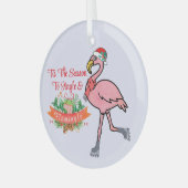 Flamingo Wreath Ornament - Tropisches Weihnachtsfe Aus Glas (Vorderseite links)