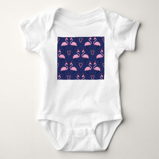 Flamingo Xmas Hat Candy Pattern Baby Strampler (Vorderseite)
