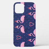 Flamingo Xmas Hat Candy Pattern Case-Mate iPhone Hülle (Rückseite)