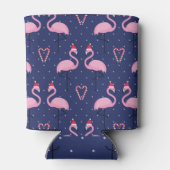 Flamingo Xmas Hat Candy Pattern Dosenkühler (Rückseite)