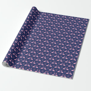Flamingo Xmas Hat Candy Pattern Geschenkpapier