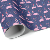 Flamingo Xmas Hat Candy Pattern Geschenkpapier (Rolleneckpunkt)