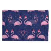 Flamingo Xmas Hat Candy Pattern Kissenbezug (Rückseite)