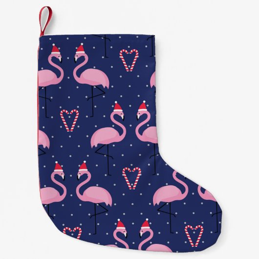 Flamingo Xmas Hat Candy Pattern Kleiner Weihnachtsstrumpf (Vorderseite)