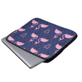 Flamingo Xmas Hat Candy Pattern Laptopschutzhülle (Vorne Knopf)
