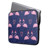 Flamingo Xmas Hat Candy Pattern Laptopschutzhülle (Vorderseite Links)