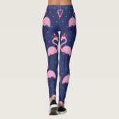 Flamingo Xmas Hat Candy Pattern Leggings (Rückseite)