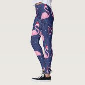 Flamingo Xmas Hat Candy Pattern Leggings (Links)