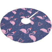 Flamingo Xmas Hat Candy Pattern Polyester Weihnachtsbaumdecke (Schrägansicht)