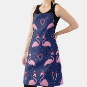 Flamingo Xmas Hat Candy Pattern Schürze (InSitu)