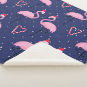 Flamingo Xmas Hat Candy Pattern Sherpadecke (3/4)