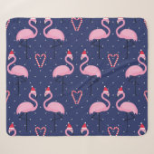 Flamingo Xmas Hat Candy Pattern Sherpadecke (Vorderseite (Horizontal))