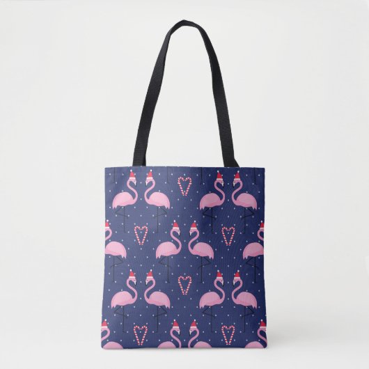 Flamingo Xmas Hat Candy Pattern Tasche (Vorderseite)