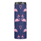 Flamingo Xmas Hat Candy Pattern Thermosbecher (Rückseite)