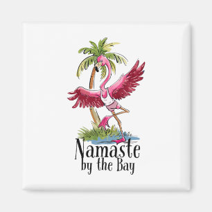 Flamingo Yoga Namaste Bei den Y-Palm Bäumen Strand Magnet