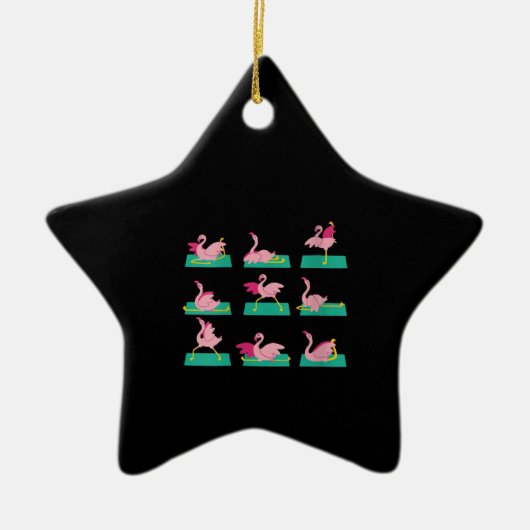 Flamingo Yoga Posen Meditation Workout Übung Keramik Ornament (Vorne)