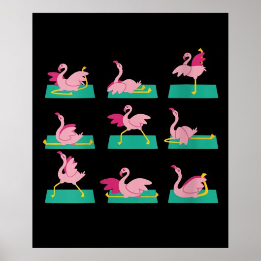 Flamingo Yoga Posen Meditation Workout Übung Poster (Vorne)