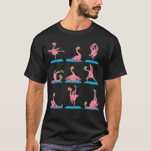 Flamingo Yoga Position Workout Flamingo Bird Gesch T-Shirt (Vorderseite)
