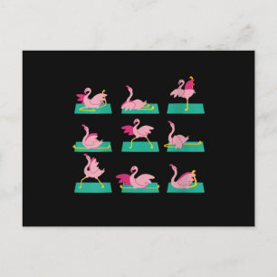 Flamingo Yoga-Übungen Meditation Workout Exercise Einladungspostkarte