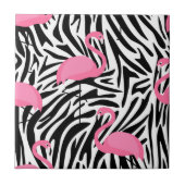 Flamingo Zebra Print Summer Fliese (Vorderseite)