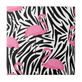 Flamingo Zebra Print Summer Fliese