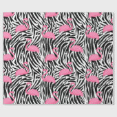 Flamingo Zebra Print Summer Geschenkpapier (Flach)
