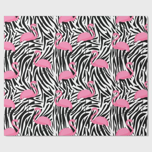 Flamingo Zebra Print Summer Geschenkpapier (Flach)
