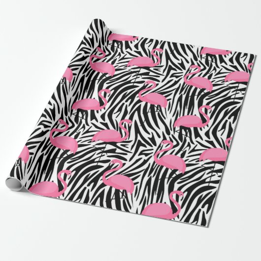 Flamingo Zebra Print Summer Geschenkpapier (Ungerollt)