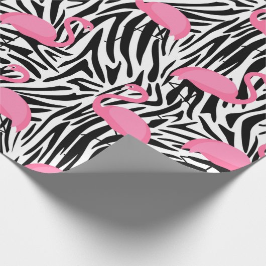 Flamingo Zebra Print Summer Geschenkpapier (Ecke)