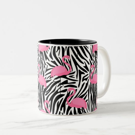 Flamingo Zebra Print Summer Zweifarbige Tasse (VorderseiteRechts)