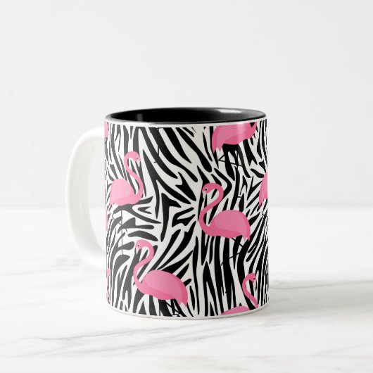 Flamingo Zebra Print Summer Zweifarbige Tasse (Vorderseite Links)