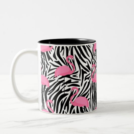 Flamingo Zebra Print Summer Zweifarbige Tasse (Links)