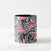 Flamingo Zebra Print Summer Zweifarbige Tasse (Mittel)