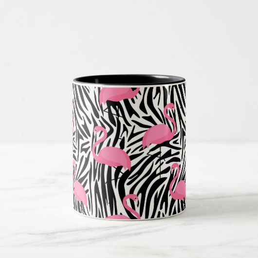 Flamingo Zebra Print Summer Zweifarbige Tasse (Mittel)