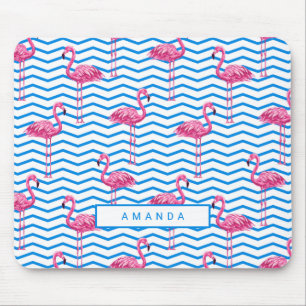 Flamingo Zickzack Muster mit dem Namen Mousepad