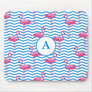 Flamingo Zickzack Muster Monogramm Mousepad