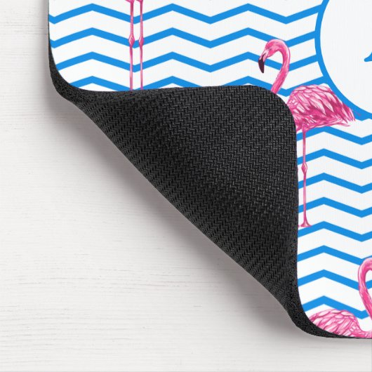 Flamingo Zickzack Pattern Monogram Mousepad (Ecke)