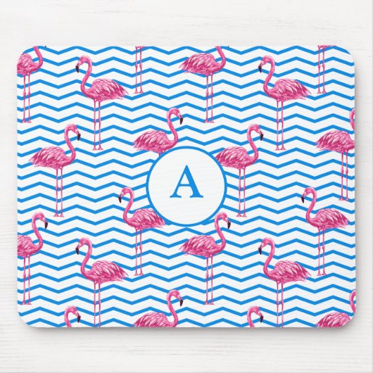 Flamingo Zickzack Pattern Monogram Mousepad (Vorne)