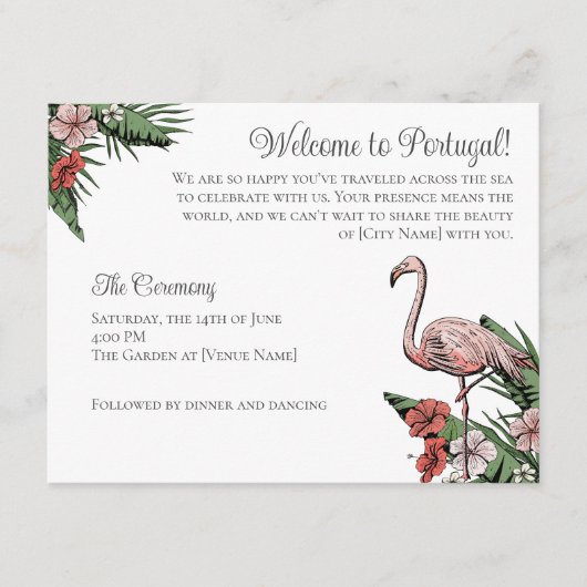 Flamingo Zielhochzeit QR-Code Begleitkarte (Vorderseite)