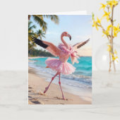 Flamingo zum Geburtstag in einem rosa Tutu Karte (Gelbe Blume)