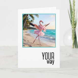 Flamingo zum Geburtstag mit rosa Tutu Karte
