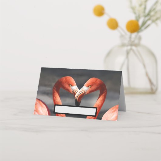 Flamingo zum Valentinstag Platzkarte (Vorderseite)