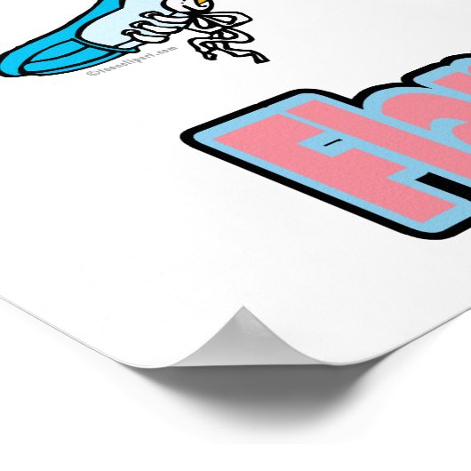 Flamingocize Joggen Flamingo Cartoon Poster (Ecke)