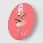 Flamingodruck Große Wanduhr (Winkel)