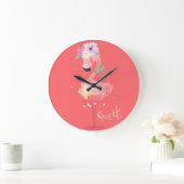 Flamingodruck Große Wanduhr (Zuhause)