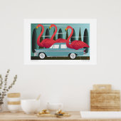 FLAMINGOEN IN DIE STADT- POSTER (Küche)