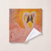 Flamingoes-Liebe Badhandtuch Set (Waschlappen)