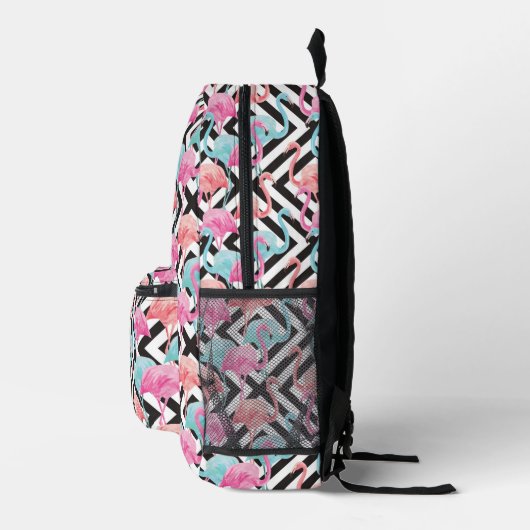 Flamingoes on Bold Design Pattern Bedruckter Rucksack (Rechts)