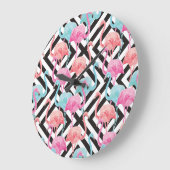 Flamingoes on Bold Design Pattern Große Wanduhr (Winkel)